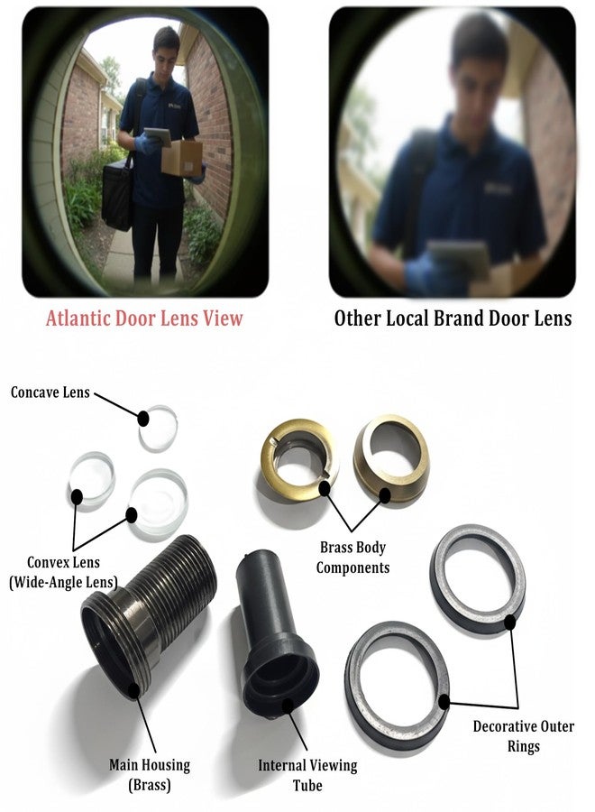 أتلانتيك عدسة رؤية واسعة الزاوية 180 درجة للباب الرئيسي من أتلانتيك | عدسة رؤية بلمسة نهائية عتيقة | عبوة من قطعة واحدة - Image 3